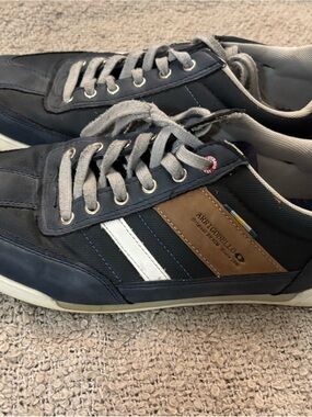 Navy Lace-Up Men's Sneakers with White Stripe